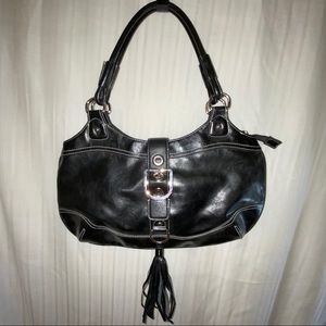 Nine West black w/ silver & tassel leather purse